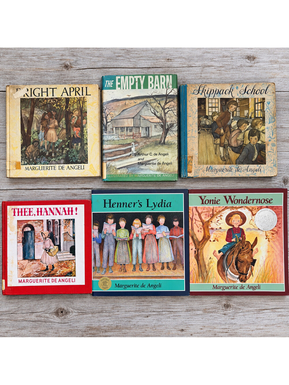 Marguerite De Angeli 6 Books Lot Bright April Skippack School Thee Hannah Vtg